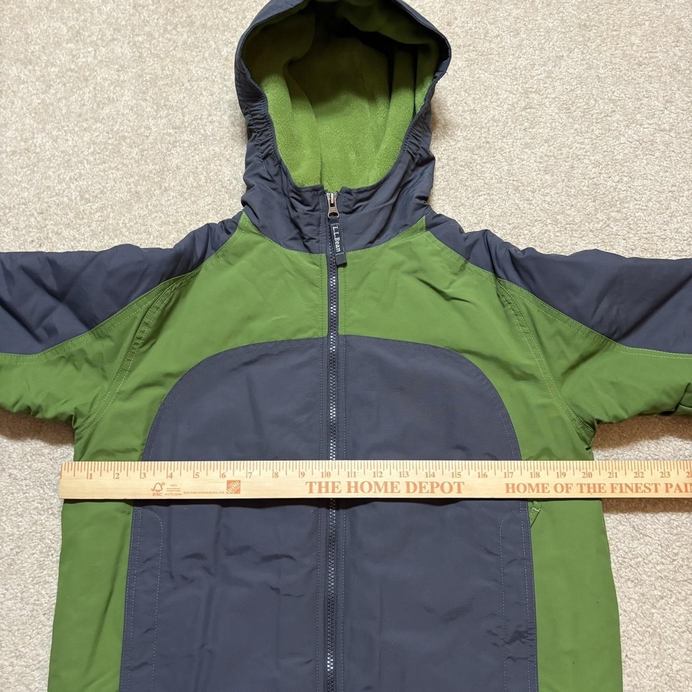 L.L.Bean Jacket Boys Large 14-16 Gray Green Fleece Lined Hooded Ski Snow Winter - Picture 6 of 16